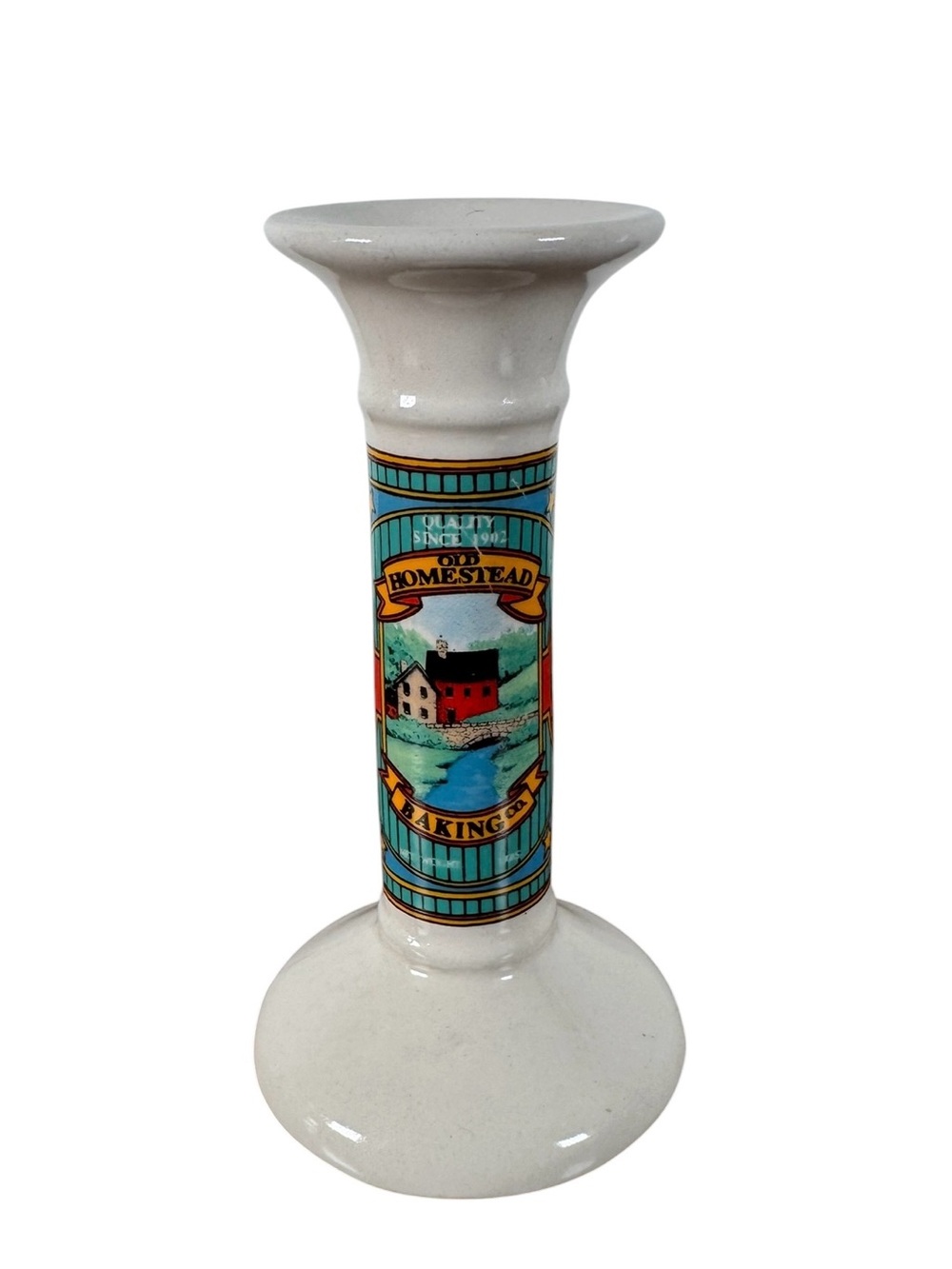 Vintage Hermitage Pottery Old Homestead Baking Co Candle Holder